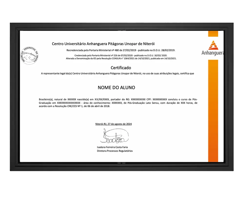 Modelo do certificado da pós-graduação